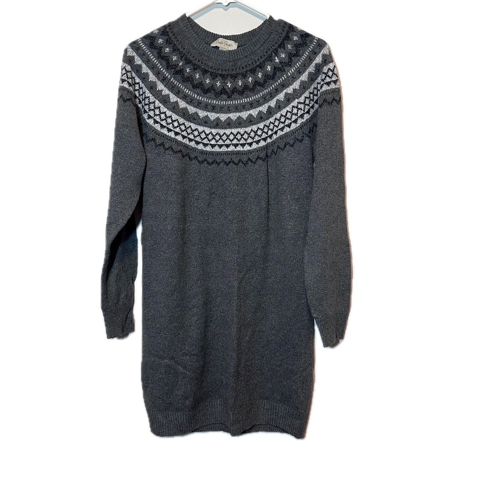 Charlie Paige Womens Grey‎ Fair Isle Knit Sweater Dress Long Sleeve Small
